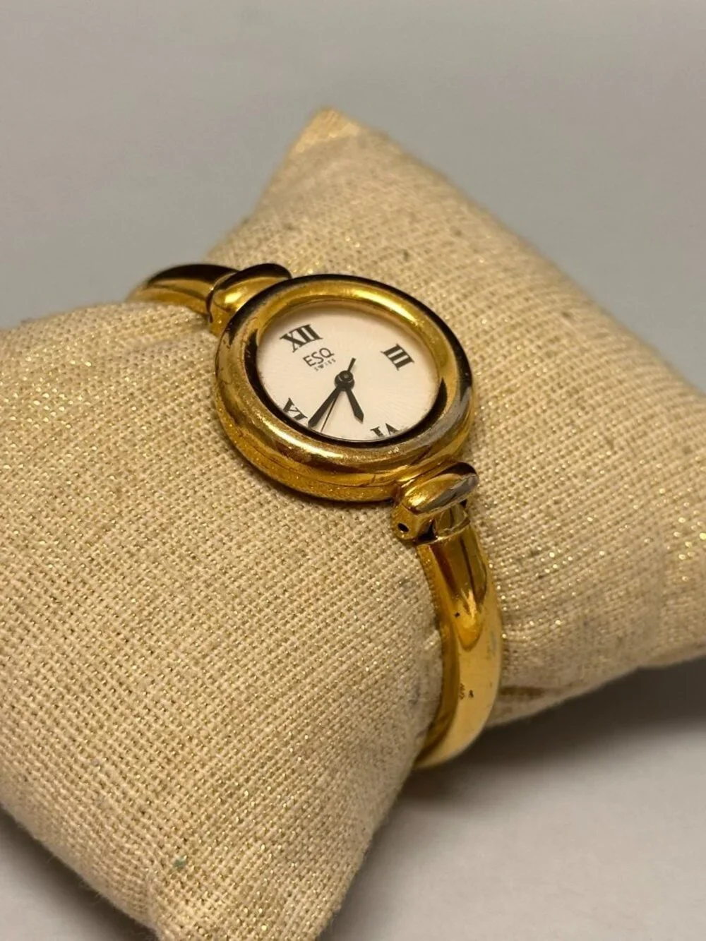 ESQ Swiss Women Watch Gold Tone Bangle Band 25MM Round Dial New Battery 6
